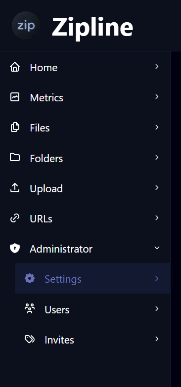 settings sidebar access