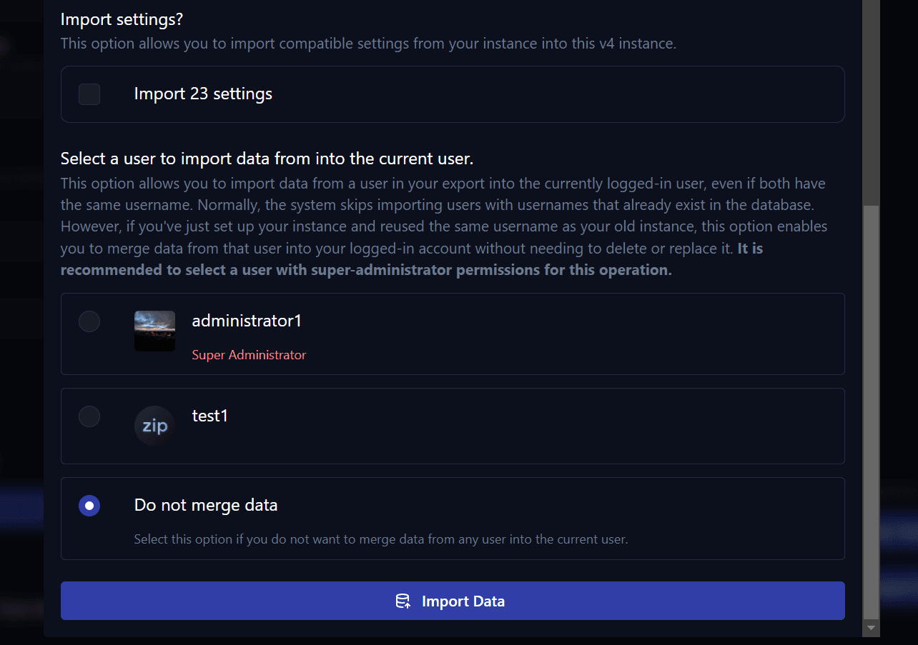 Import Settings