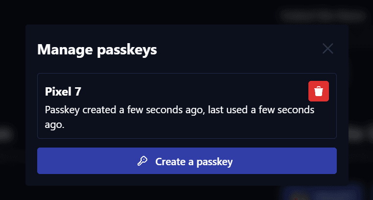 Manage Passkeys