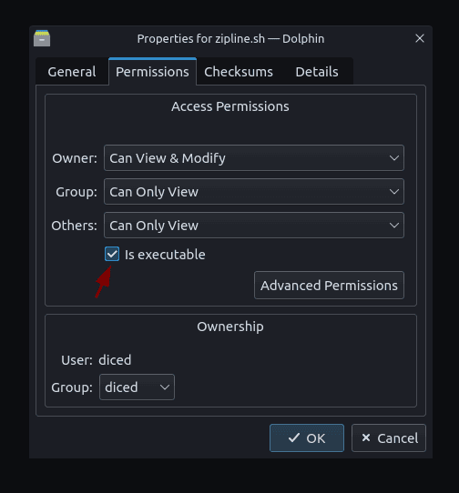 Make a file executable on KDE (Dolphin) KDE (dolphin)