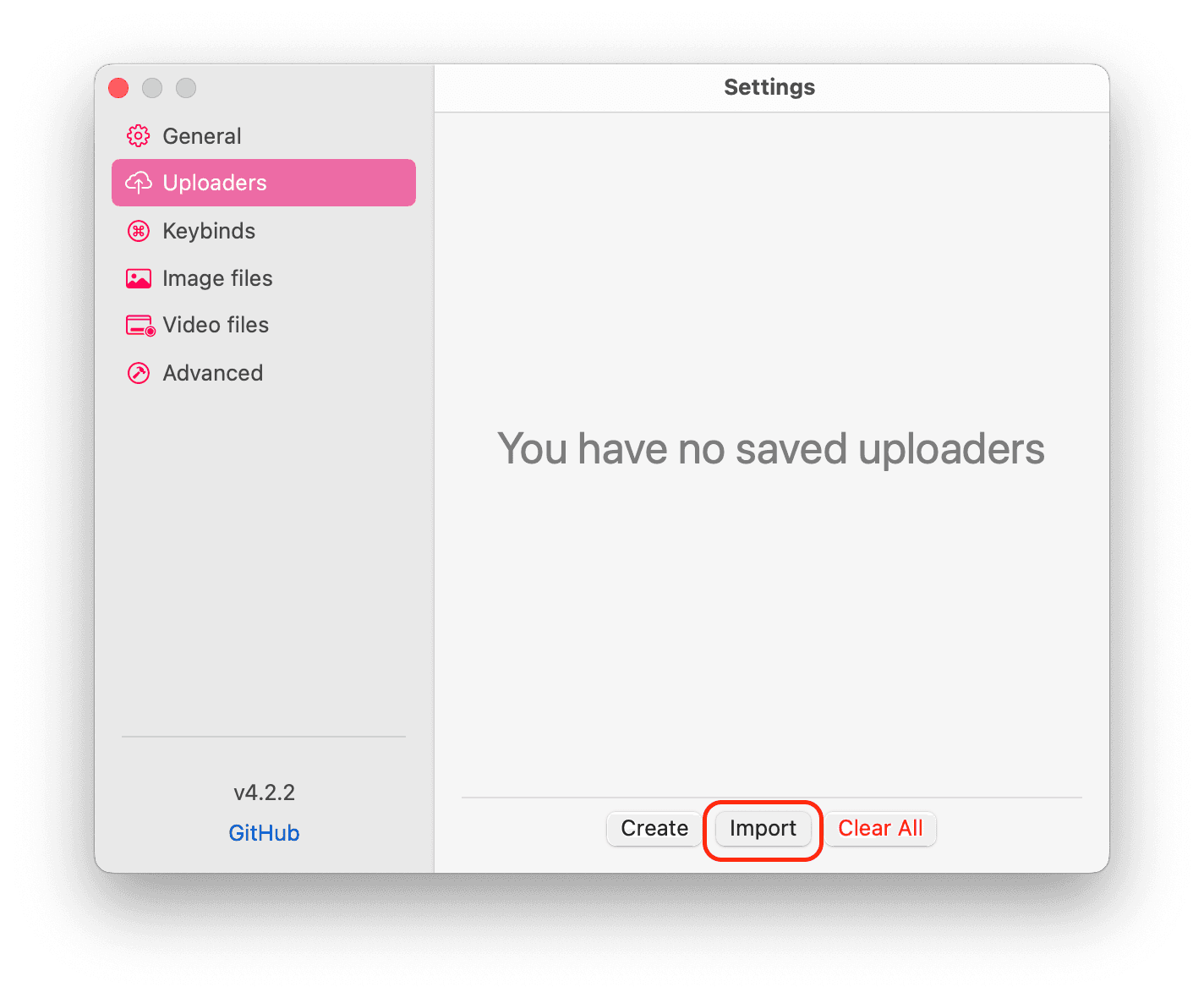 Open ishare through the menu bar and click on "Uploaders" then "Import" open uploaders