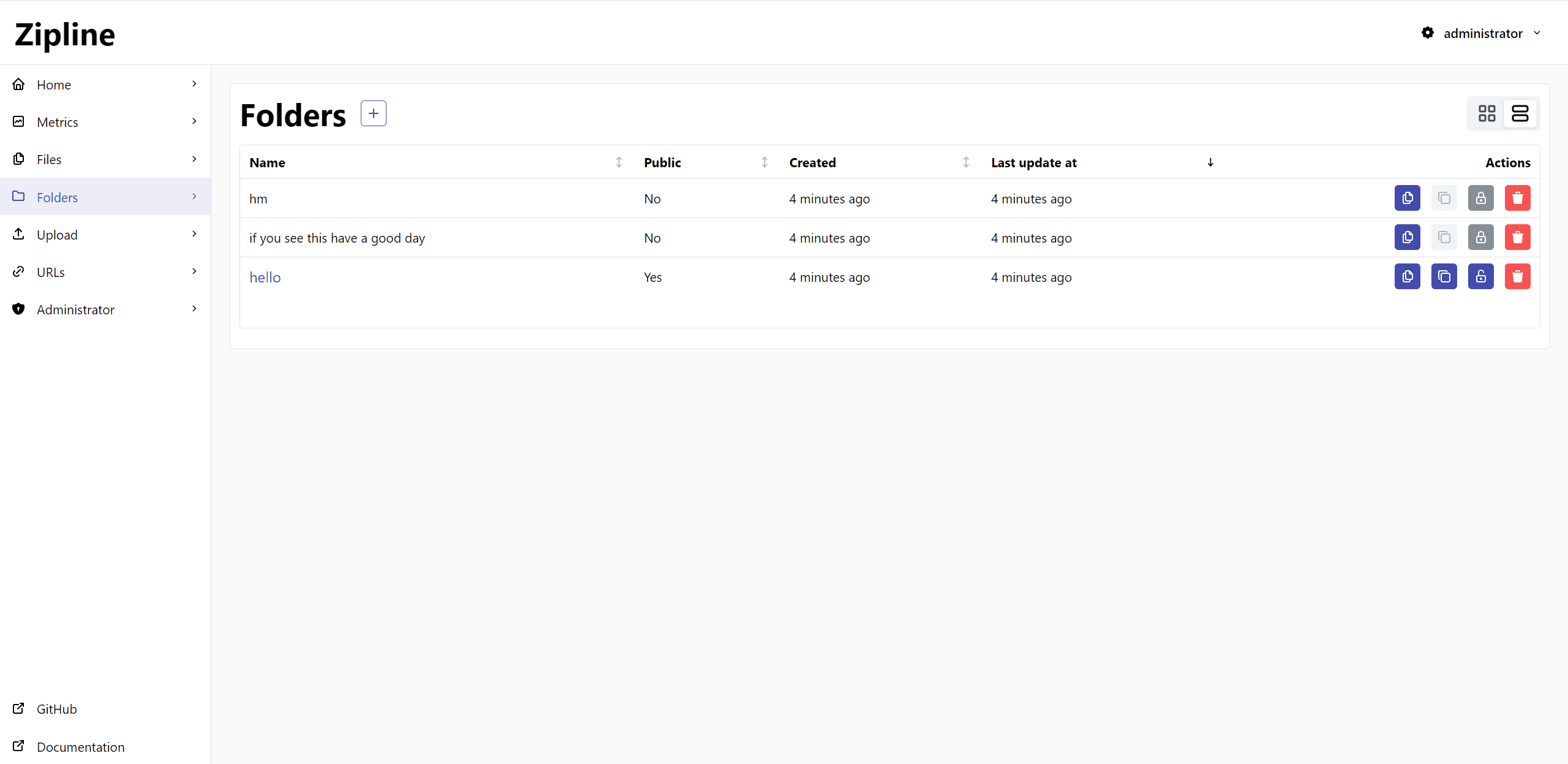 Folders page screenshot